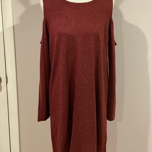 Philosophy Cashmere Blend Cold Shoulder Sweater Dress - Picture 2 of 6
